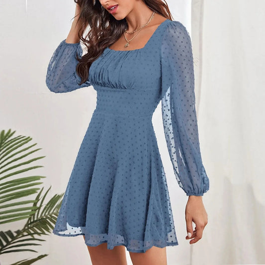 Winter Temperament Elegant Casual Fashion Long Sleeve High Waist Midi Dress