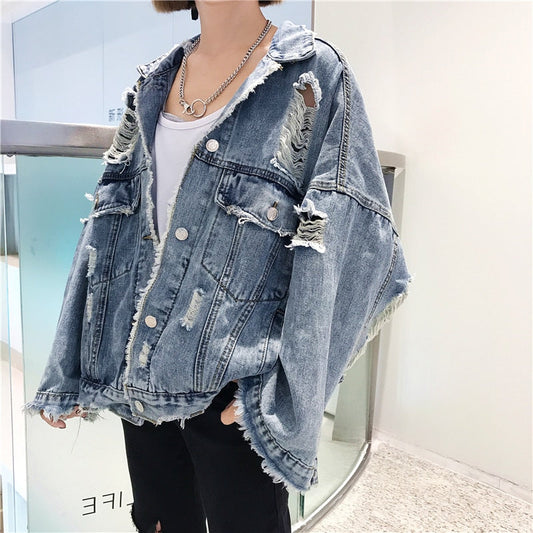 Hole Denim Bomber Jacket