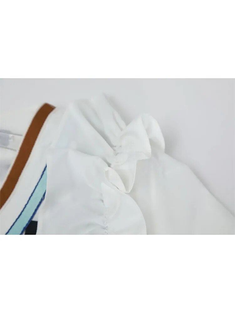 Aveline Checks Vest Patchwork Ruffle Shirt Blouse