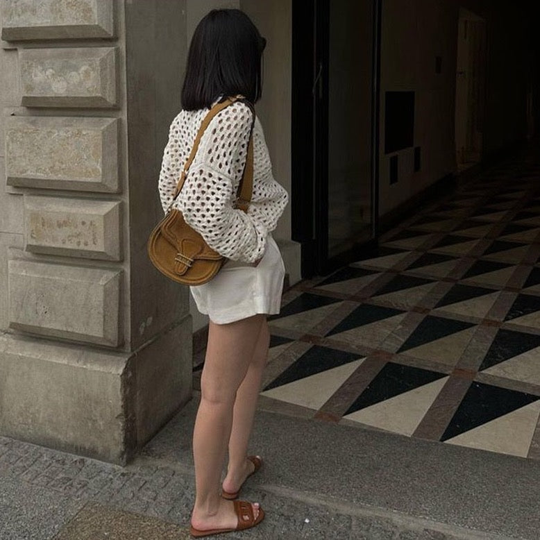 Aya Crochet Knit Bomber Jacket