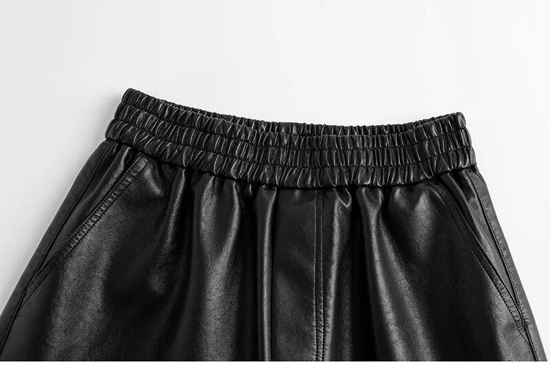 Basic Faux Leather Half Pants