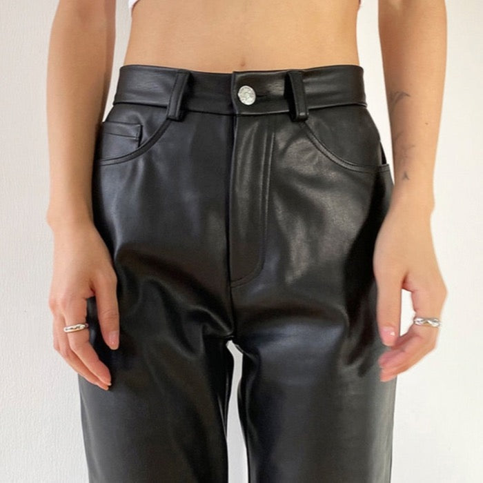 Basic Faux Leather Pants - Black or Brown