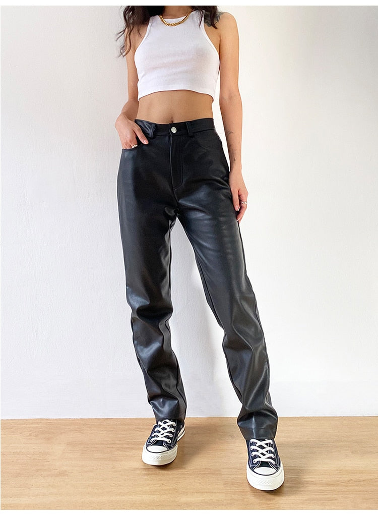 Basic Faux Leather Pants - Black or Brown
