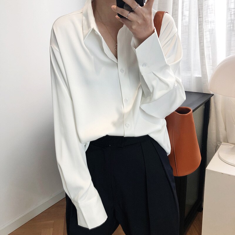 Basic Satin Shirt Blouses