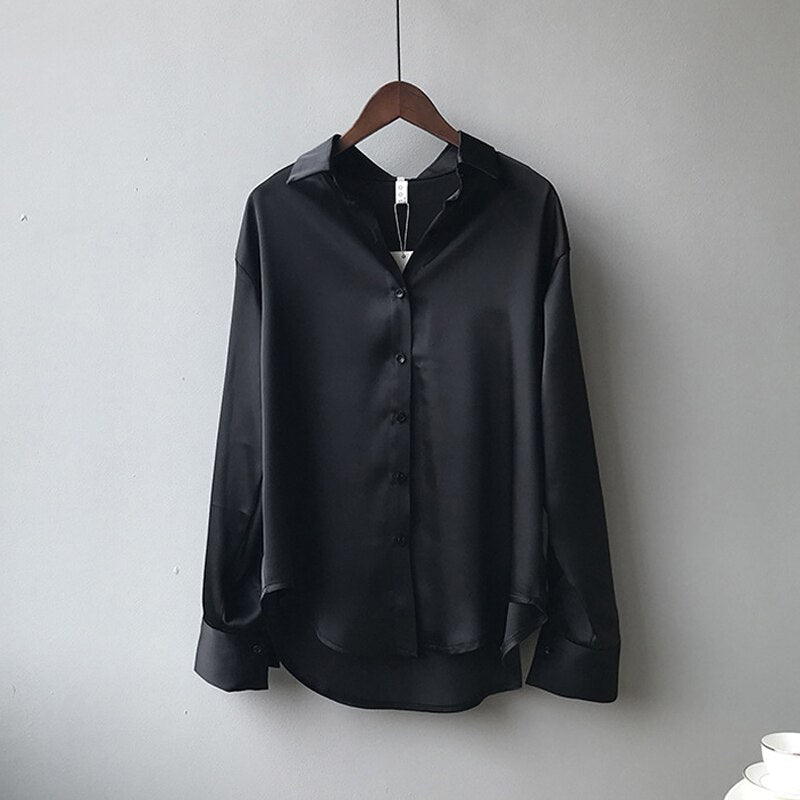 Basic Satin Shirt Blouses