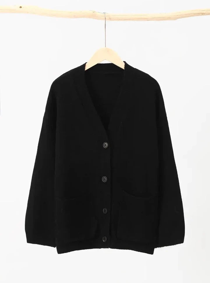 Basic Solid Color Boxy Knit Cardigan - 6 Colors