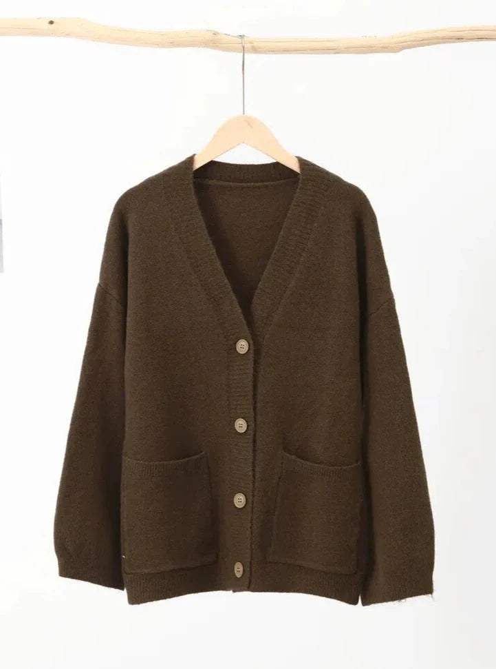 Basic Solid Color Boxy Knit Cardigan - 6 Colors