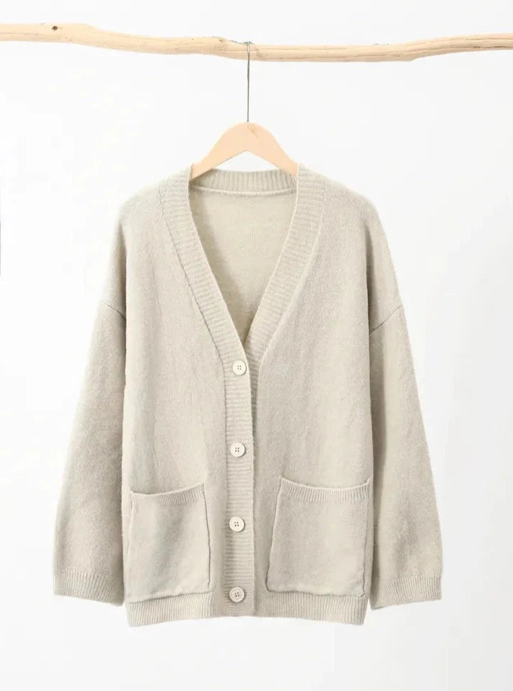 Basic Solid Color Boxy Knit Cardigan - 6 Colors