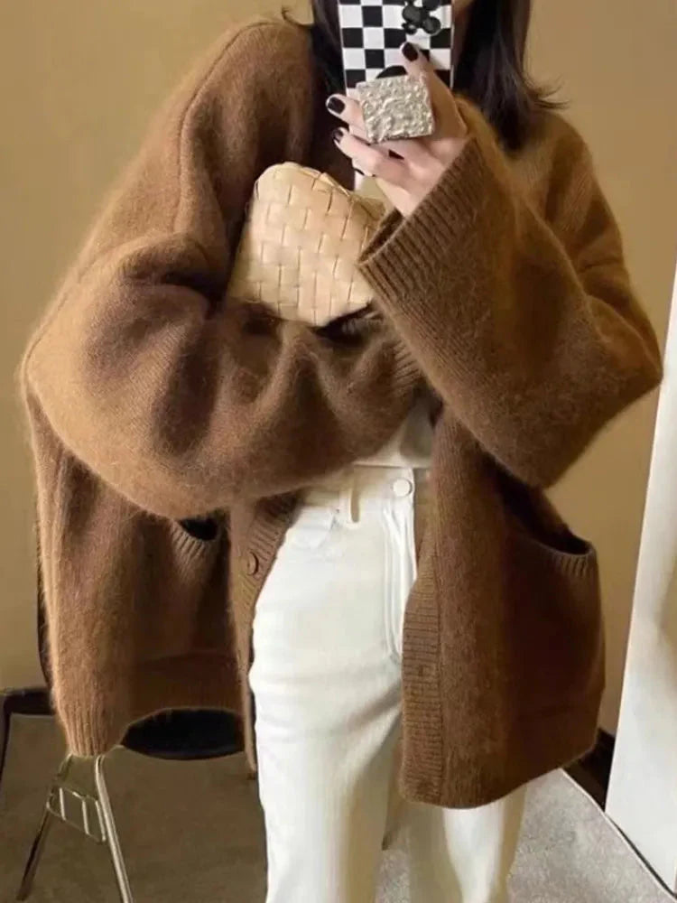 Basic Solid Color Boxy Knit Cardigan - 6 Colors