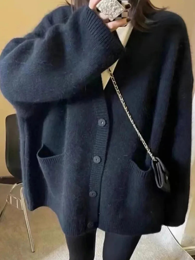 Basic Solid Color Boxy Knit Cardigan - 6 Colors