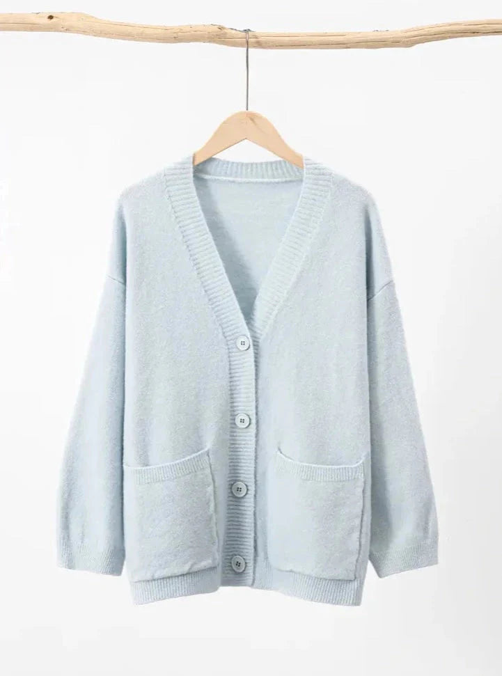 Basic Solid Color Boxy Knit Cardigan - 6 Colors
