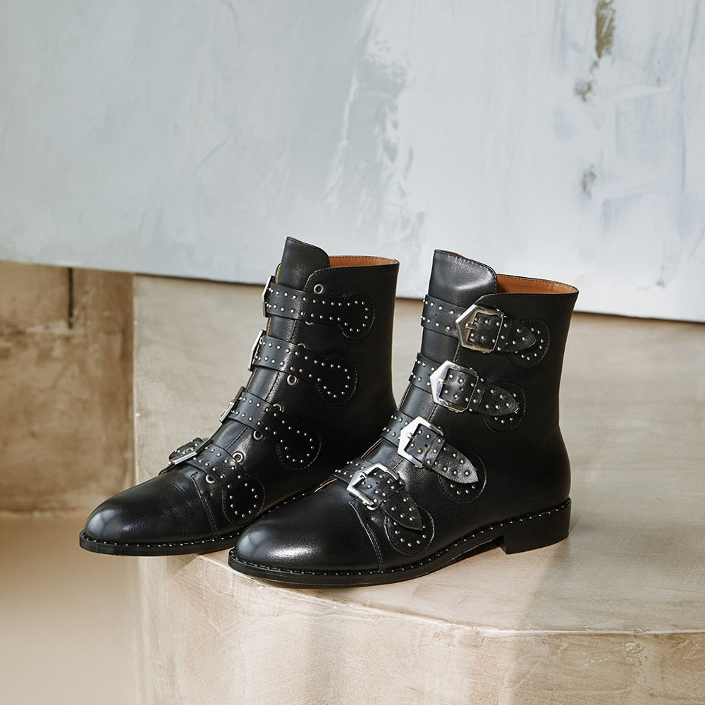 Becca Studs & Belts Motorcycle Boots -  3 Colors