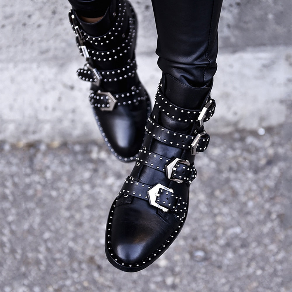 Becca Studs & Belts Motorcycle Boots -  3 Colors