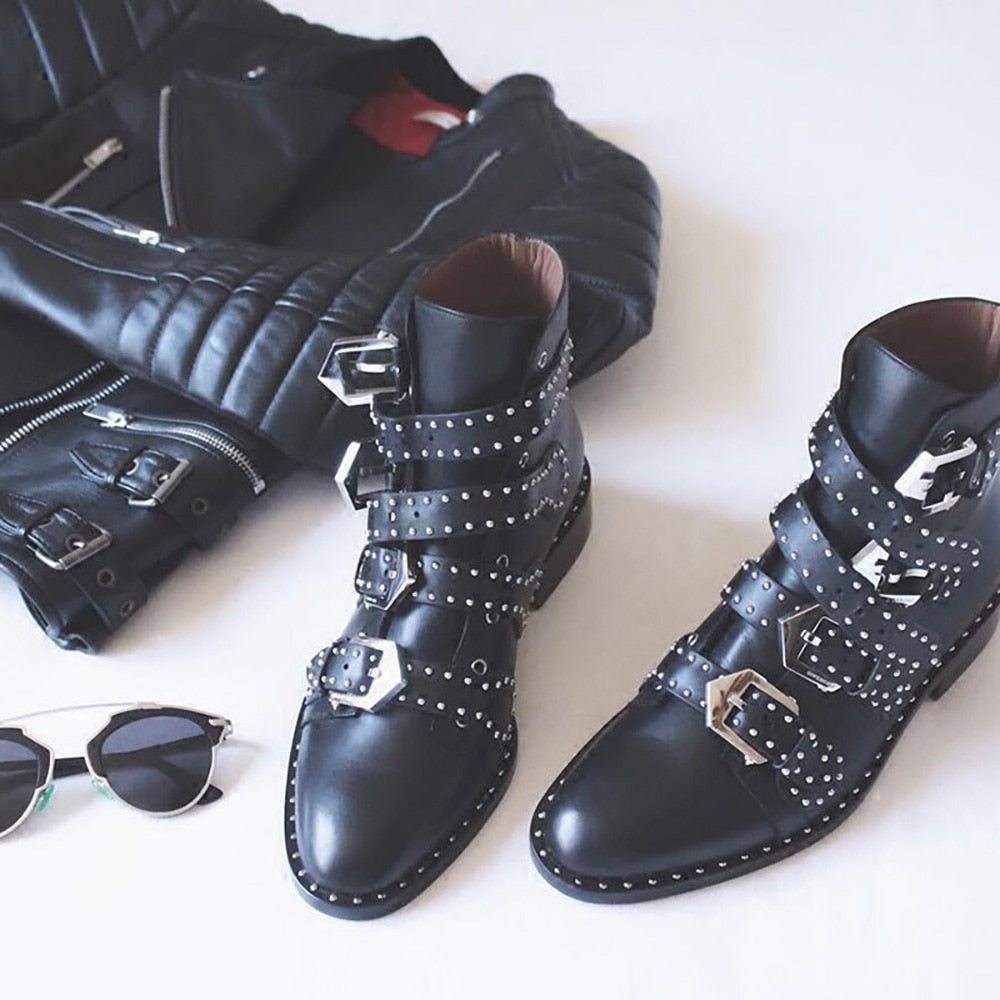 Becca Studs & Belts Motorcycle Boots -  3 Colors