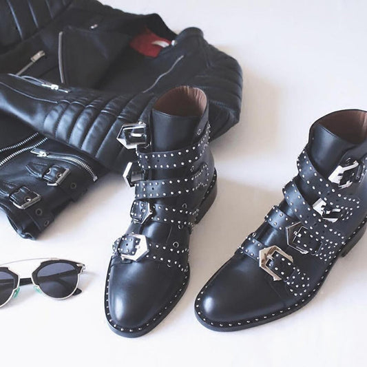Becca Studs & Belts Motorcycle Boots -  3 Colors