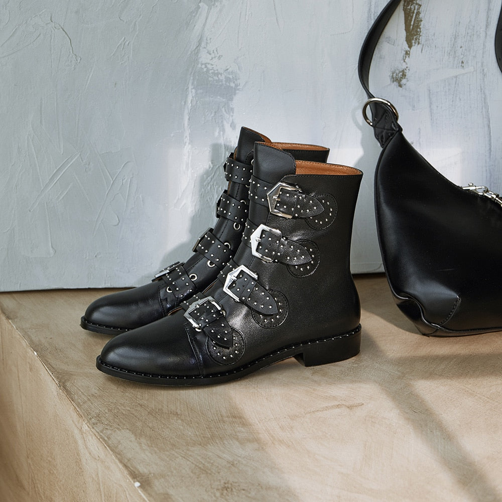 Becca Studs & Belts Motorcycle Boots -  3 Colors