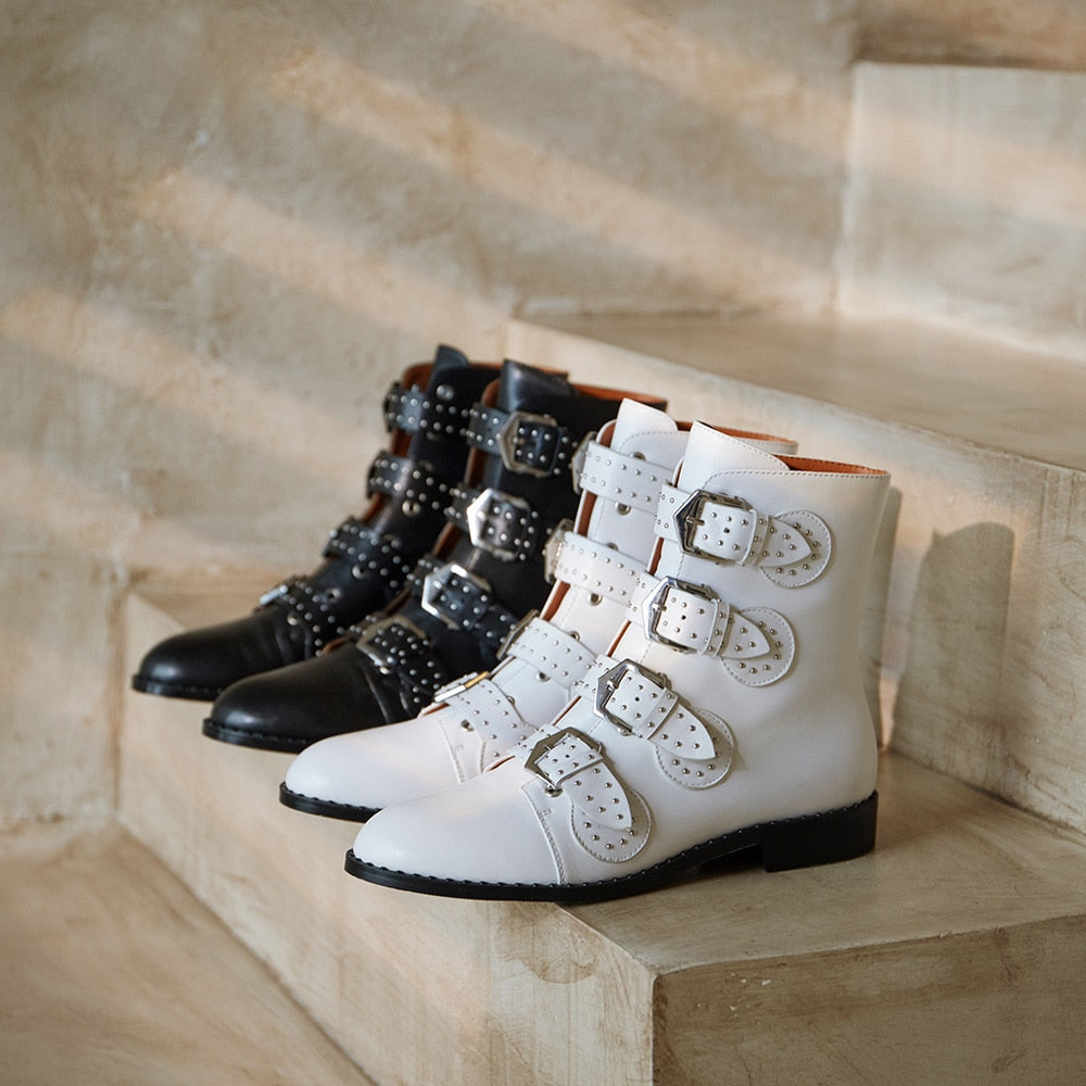 Becca Studs & Belts Motorcycle Boots -  3 Colors
