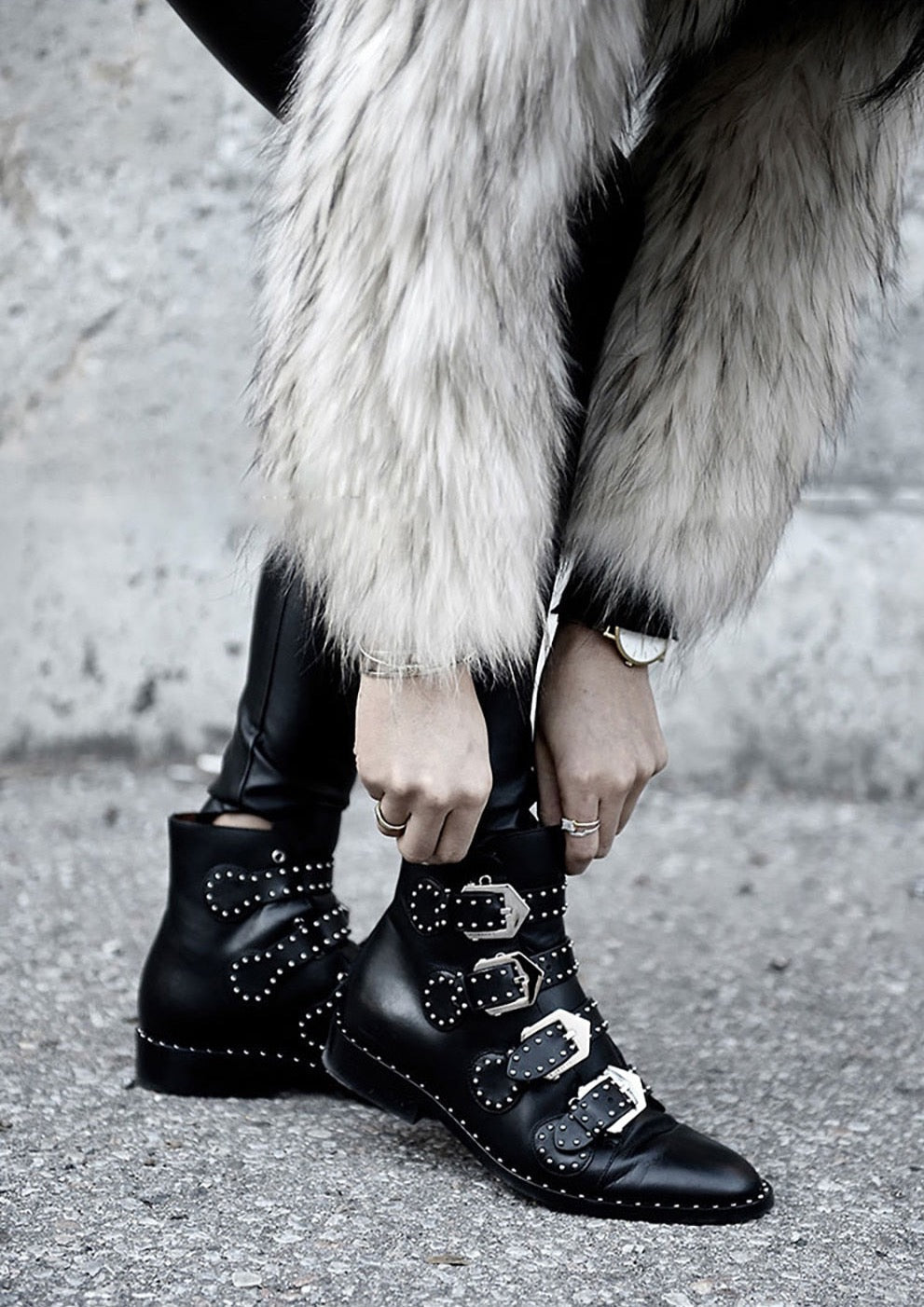 Becca Studs & Belts Motorcycle Boots -  3 Colors