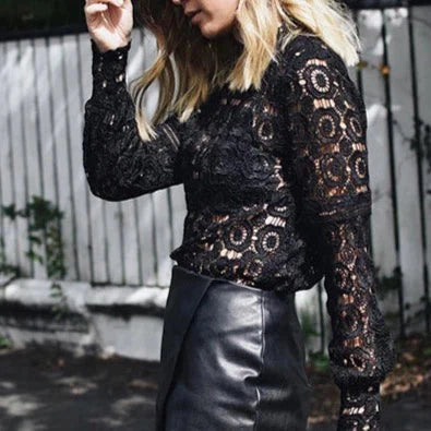 Bellissima Lattice Lace Blouse - Black or White