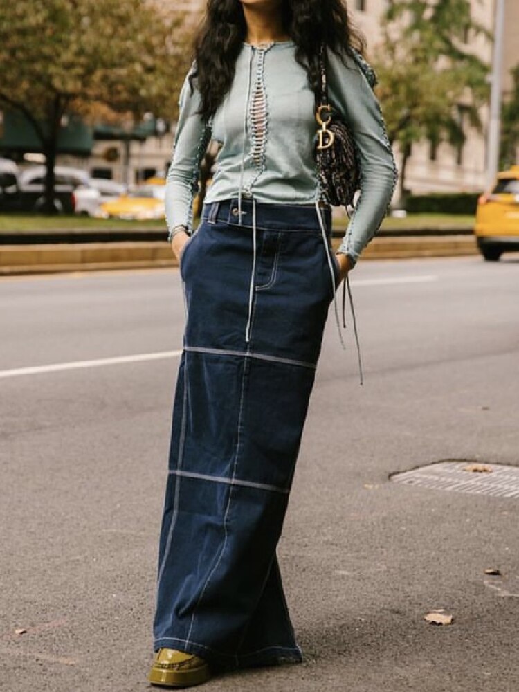 Beluna Maxi Denim Skirts - 2 Colors