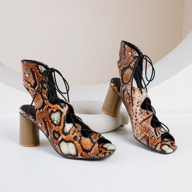Bethany Animal Prints Gladiator Lace-Up Heels - 4 Colors