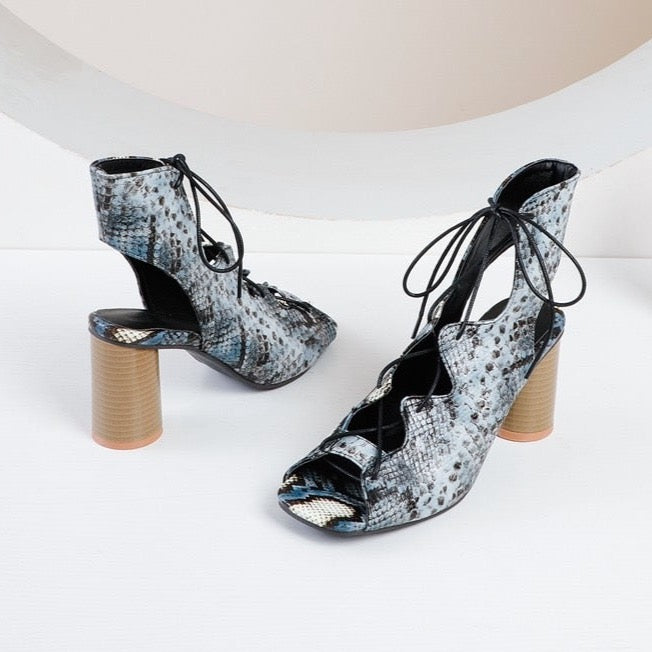 Bethany Animal Prints Gladiator Lace-Up Heels - 4 Colors