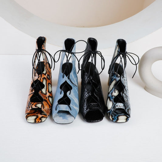 Bethany Animal Prints Gladiator Lace-Up Heels - 4 Colors