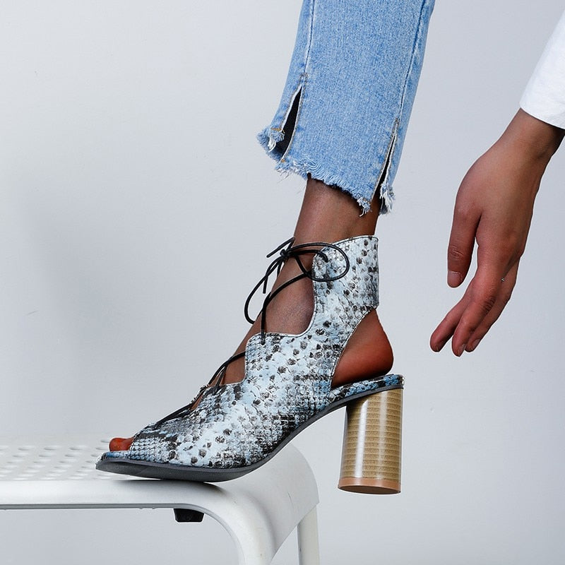 Bethany Animal Prints Gladiator Lace-Up Heels - 4 Colors