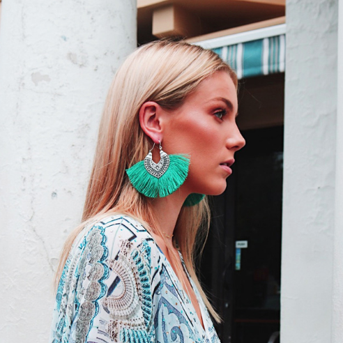 Big Fan Tassel Statement Earrings - 14 Colors