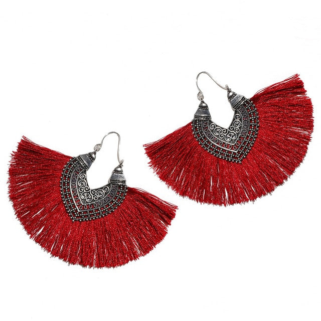 Big Fan Tassel Statement Earrings - 14 Colors