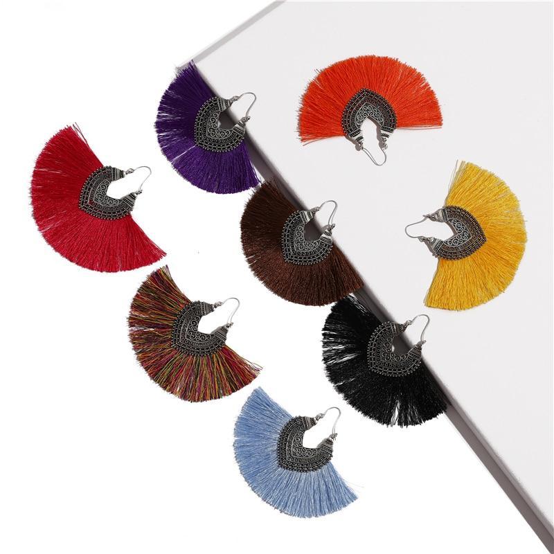 Big Fan Tassel Statement Earrings - 14 Colors
