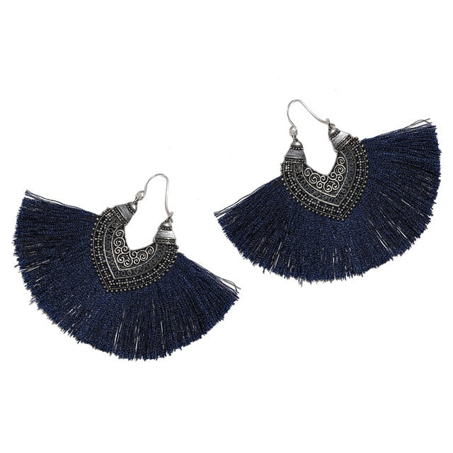 Big Fan Tassel Statement Earrings - 14 Colors