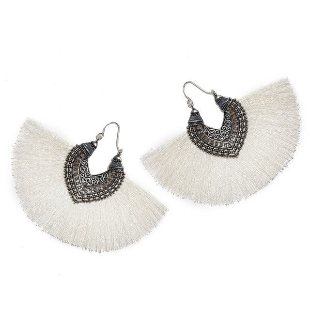 Big Fan Tassel Statement Earrings - 14 Colors