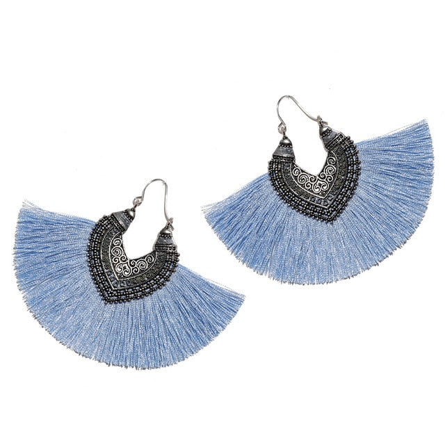 Big Fan Tassel Statement Earrings - 14 Colors
