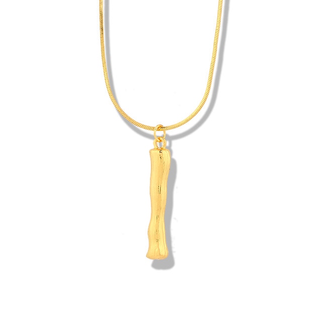 Big Metal Bamboo Pattern Alphabet Necklaces