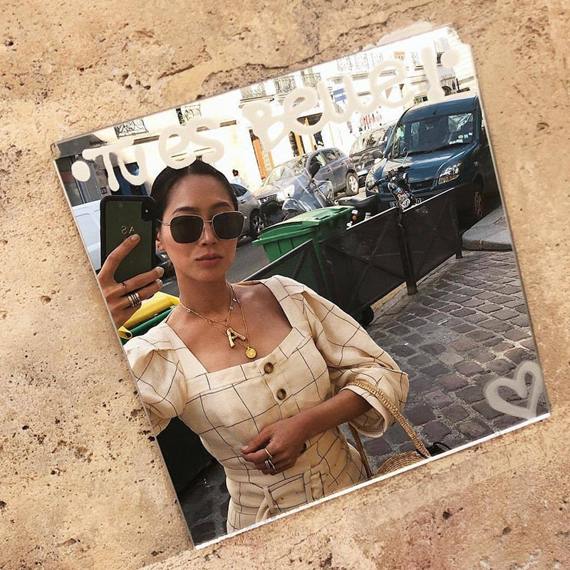 Big Metal Bamboo Pattern Alphabet Necklaces