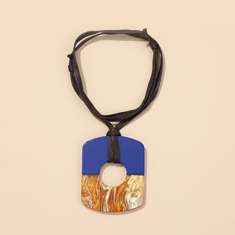 Big Two Tone Resin Pendant Necklace - 14 Colors