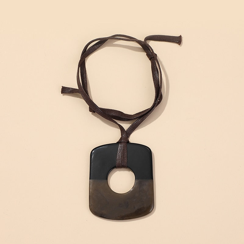 Big Two Tone Resin Pendant Necklace - 14 Colors