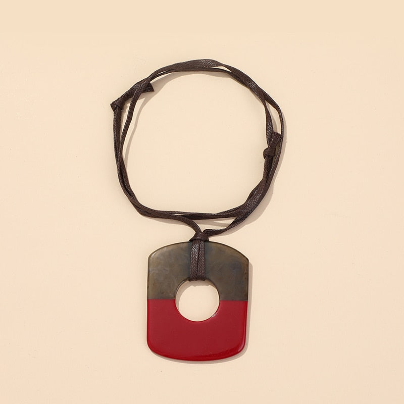 Big Two Tone Resin Pendant Necklace - 14 Colors