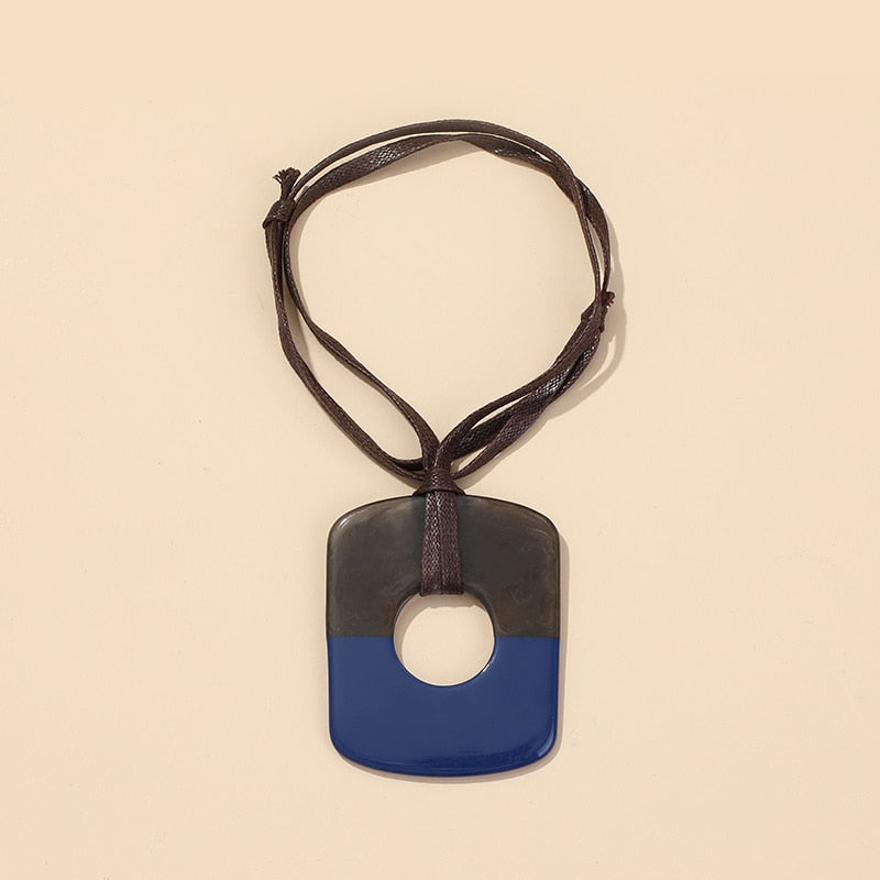 Big Two Tone Resin Pendant Necklace - 14 Colors