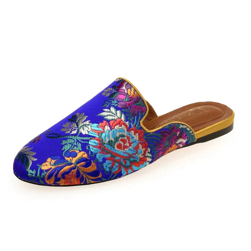 Bijou Silk Embroidery Mule Slippers - 4 Colors
