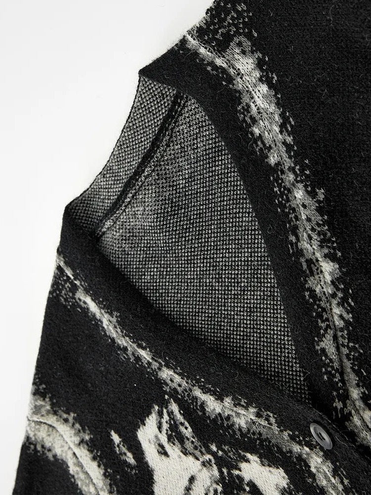 Black Ink Oversized Ombre Sweater Cardigan