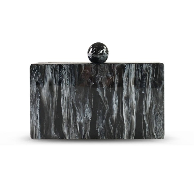 Black Marble Acrylic Evening Box Clutch