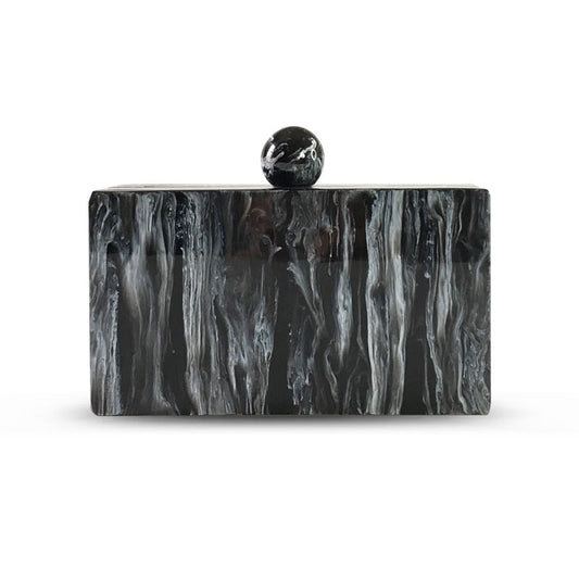 Black Marble Acrylic Evening Box Clutch