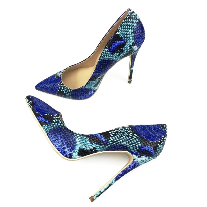 Blue Snakeskin Print Stiletto Heels