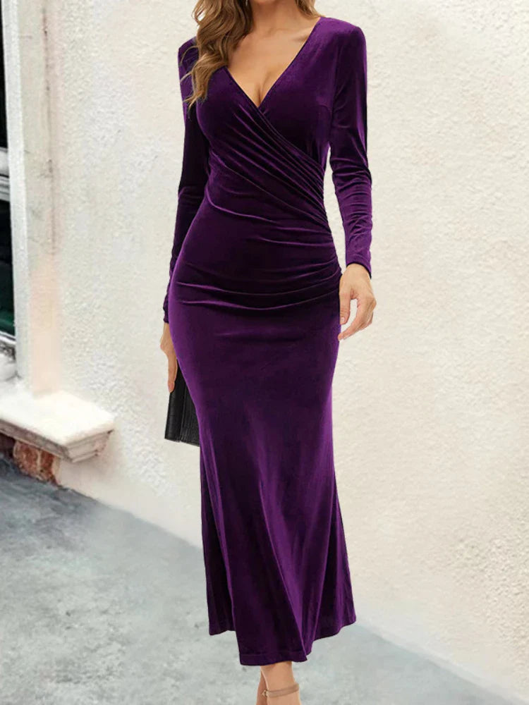 New Fashion Elegant Long Sleeve Evening Maxi Dress