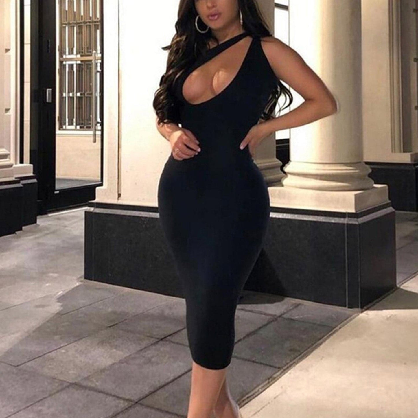 Summer Elegant Black Sleeveless Birthday Party Dress