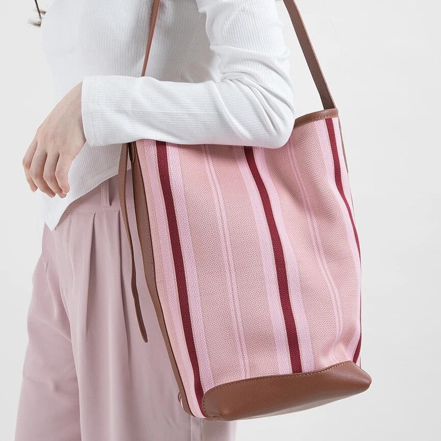 Bohemi Striped Bucket Shoulder Bag