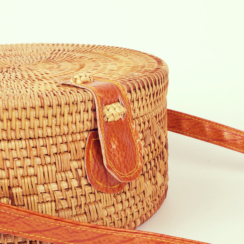 Bohemian Circle Wicker Rattan Shoulder Bag