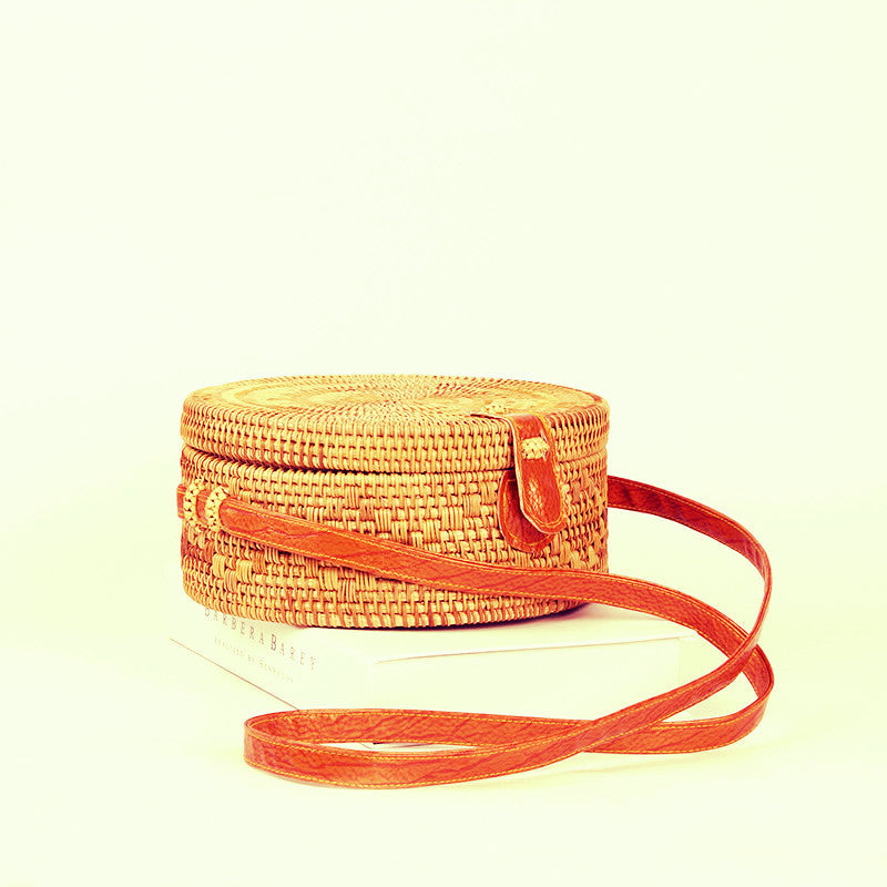 Bohemian Circle Wicker Rattan Shoulder Bag